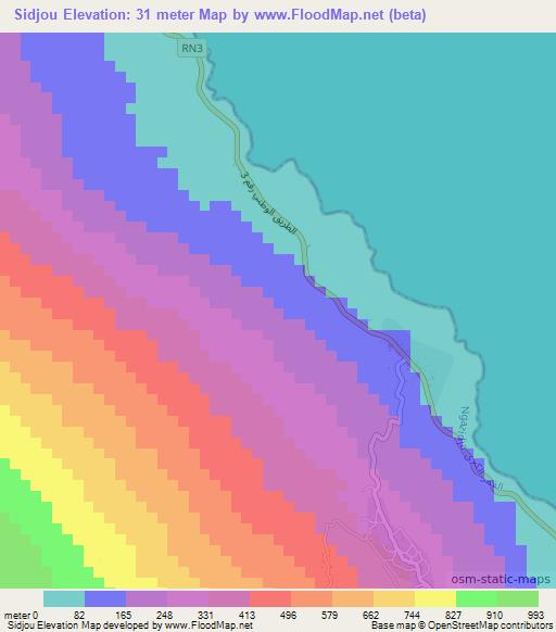 Sidjou,Comoros Elevation Map