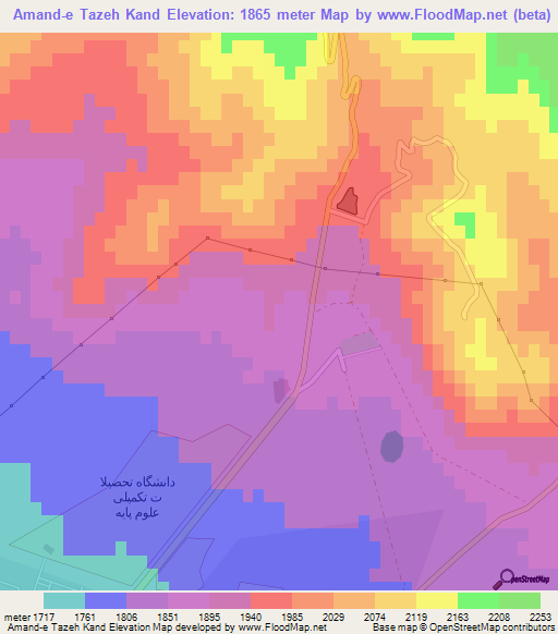 Amand-e Tazeh Kand,Iran Elevation Map