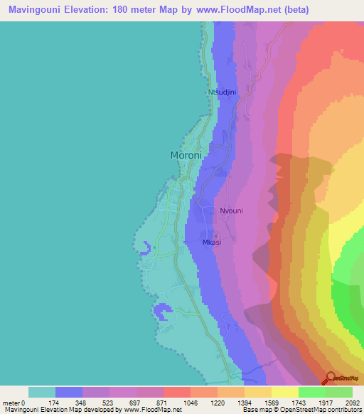 Mavingouni,Comoros Elevation Map