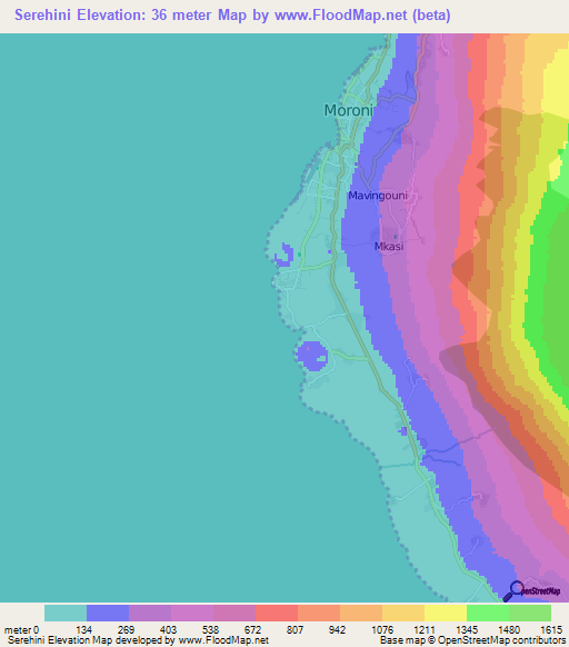 Serehini,Comoros Elevation Map