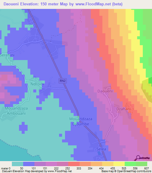 Daoueni,Comoros Elevation Map