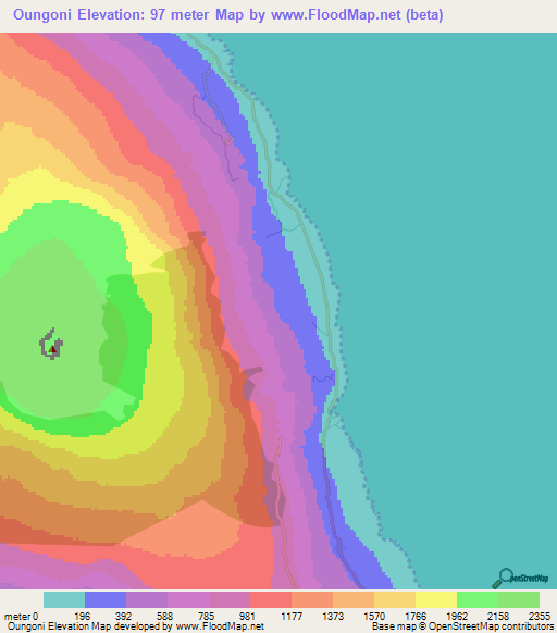 Oungoni,Comoros Elevation Map