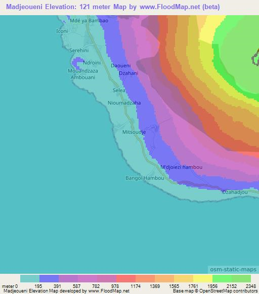 Madjeoueni,Comoros Elevation Map