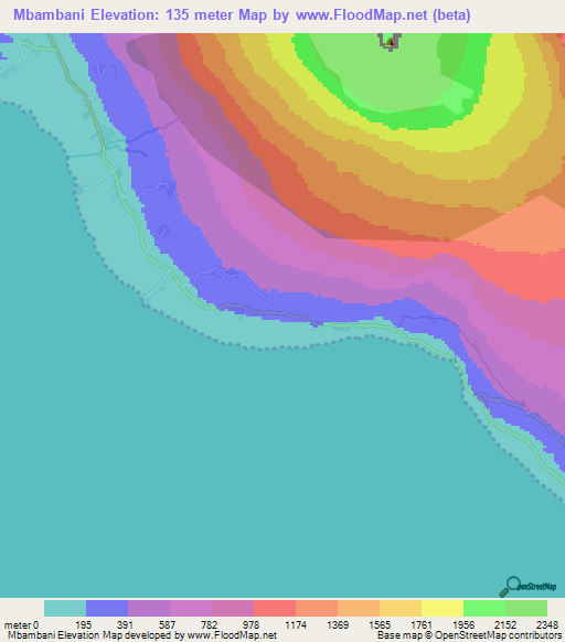Mbambani,Comoros Elevation Map