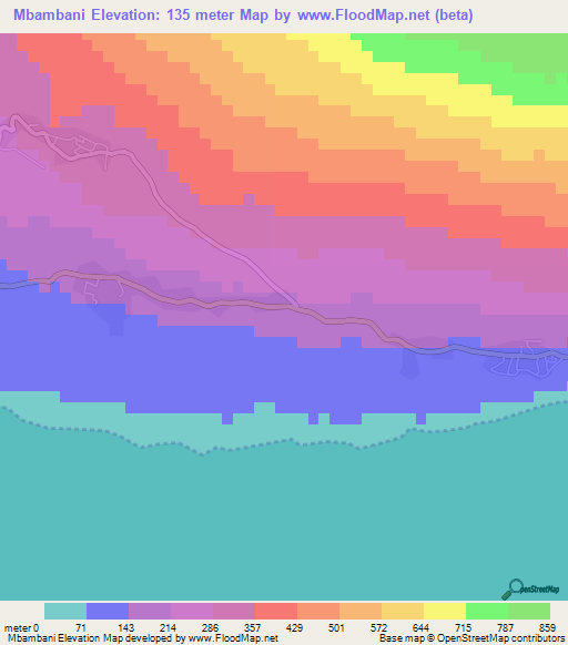 Mbambani,Comoros Elevation Map