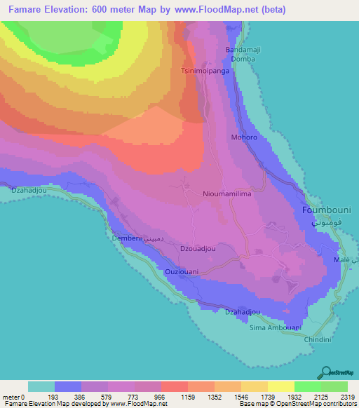 Famare,Comoros Elevation Map