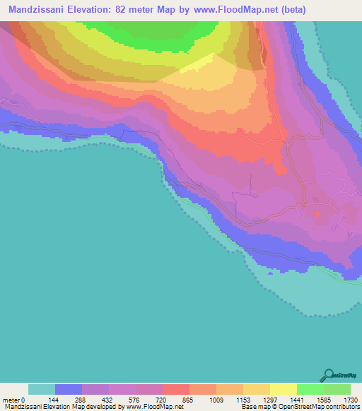 Mandzissani,Comoros Elevation Map