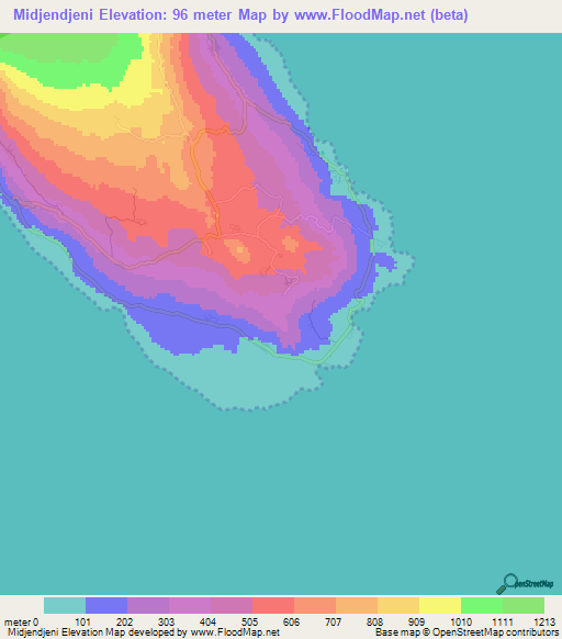 Midjendjeni,Comoros Elevation Map