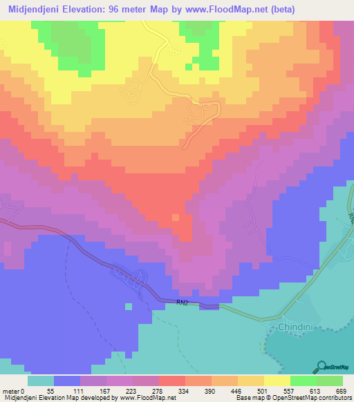 Midjendjeni,Comoros Elevation Map