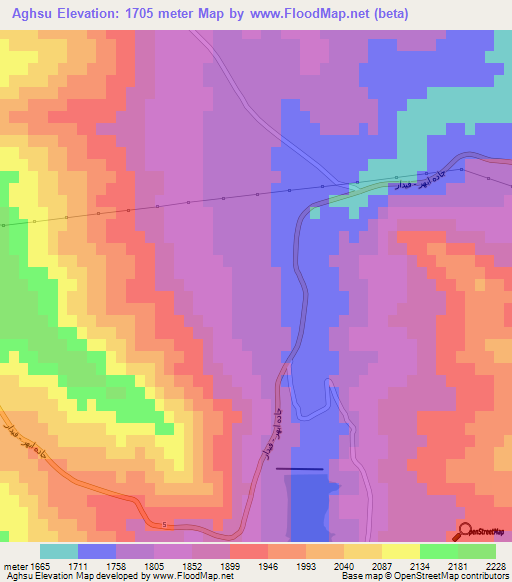 Aghsu,Iran Elevation Map