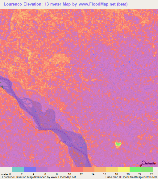 Lourenco,Mozambique Elevation Map