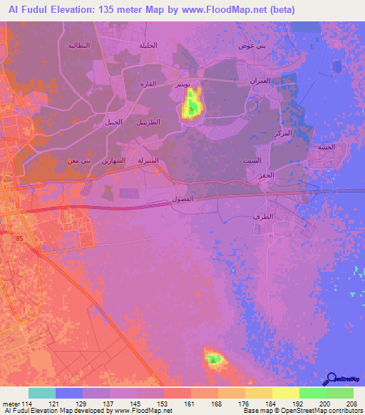 Al Fudul,Saudi Arabia Elevation Map