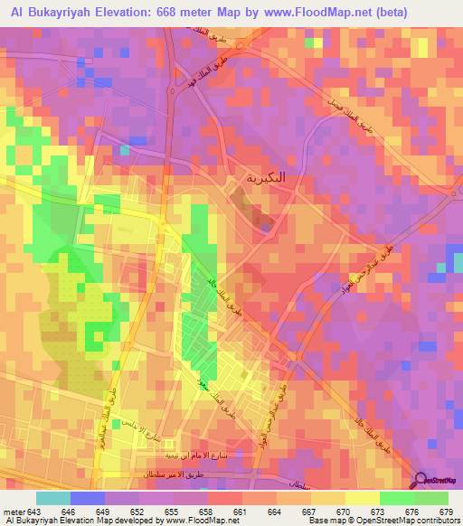 Al Bukayriyah,Saudi Arabia Elevation Map