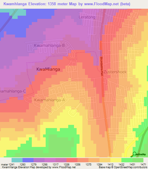 Kwamhlanga,South Africa Elevation Map