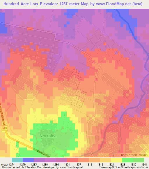 Hundred Acre Lots,Zimbabwe Elevation Map