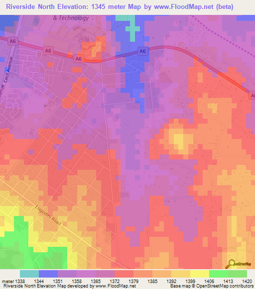Riverside North,Zimbabwe Elevation Map