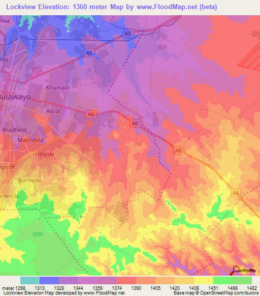 Lockview,Zimbabwe Elevation Map