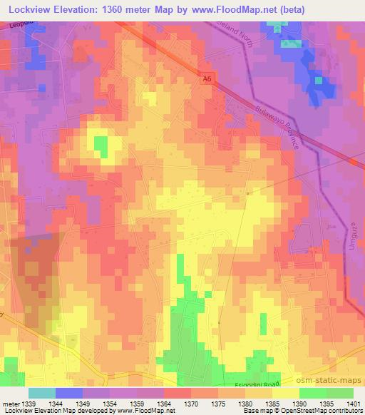 Lockview,Zimbabwe Elevation Map