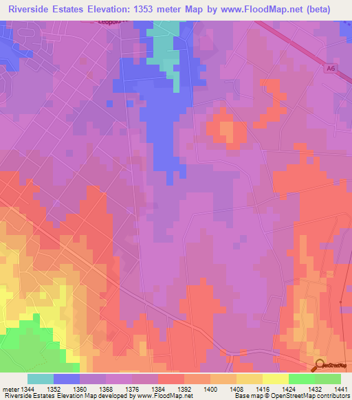 Riverside Estates,Zimbabwe Elevation Map