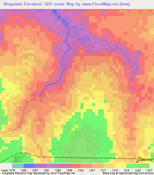 Kingsdale,Zimbabwe Elevation Map
