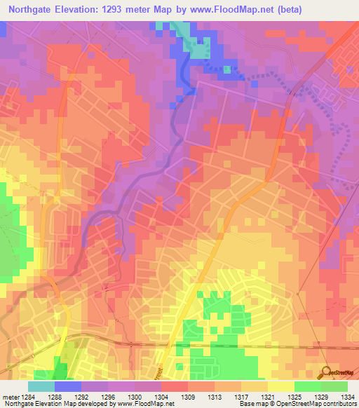 Northgate,Zimbabwe Elevation Map