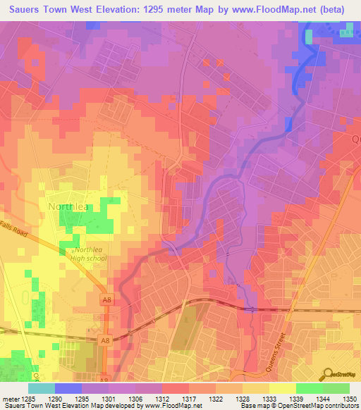 Sauers Town West,Zimbabwe Elevation Map