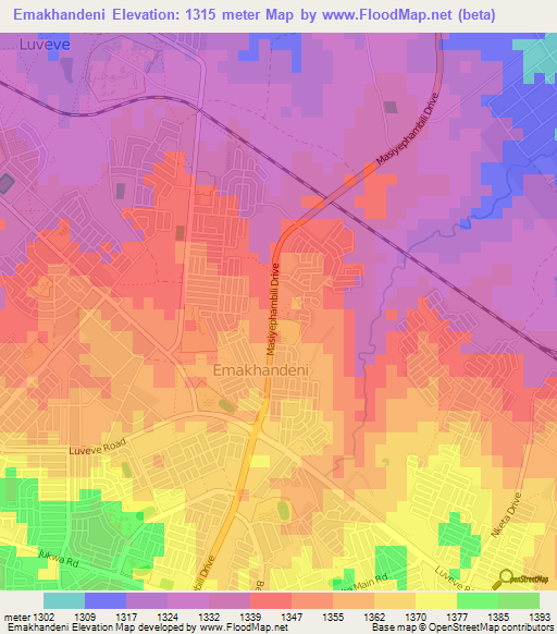 Emakhandeni,Zimbabwe Elevation Map