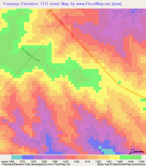 Fresnaye,Zimbabwe Elevation Map