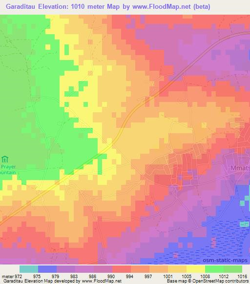 Garaditau,Botswana Elevation Map