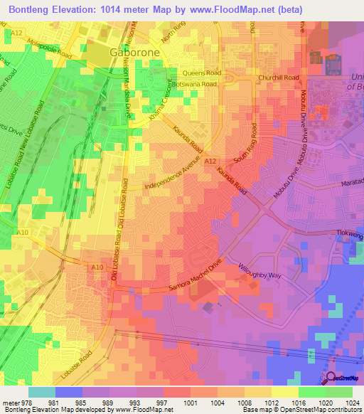 Bontleng,Botswana Elevation Map