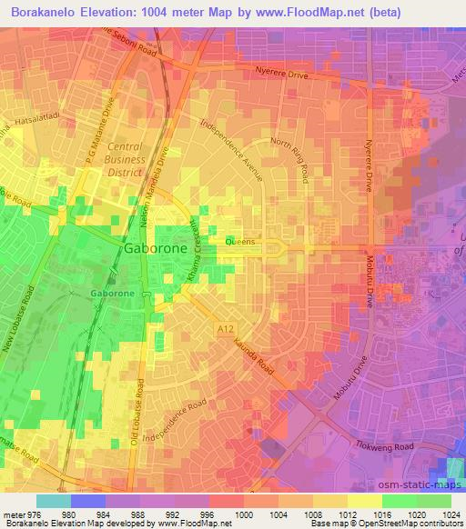 Borakanelo,Botswana Elevation Map