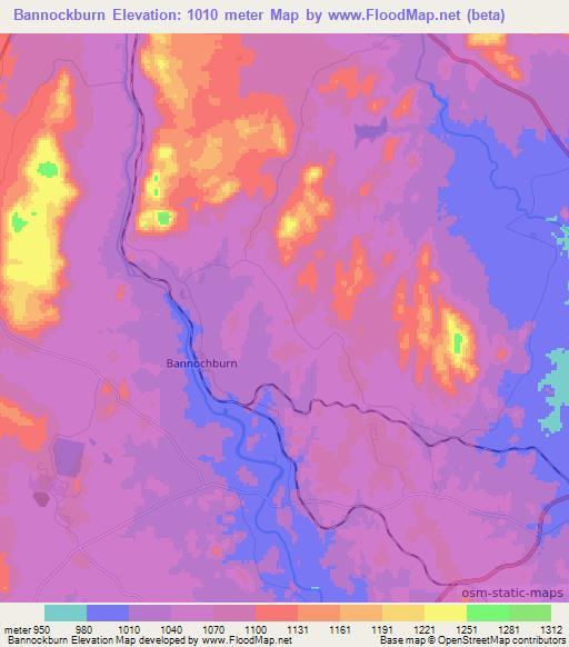 Bannockburn,Zimbabwe Elevation Map