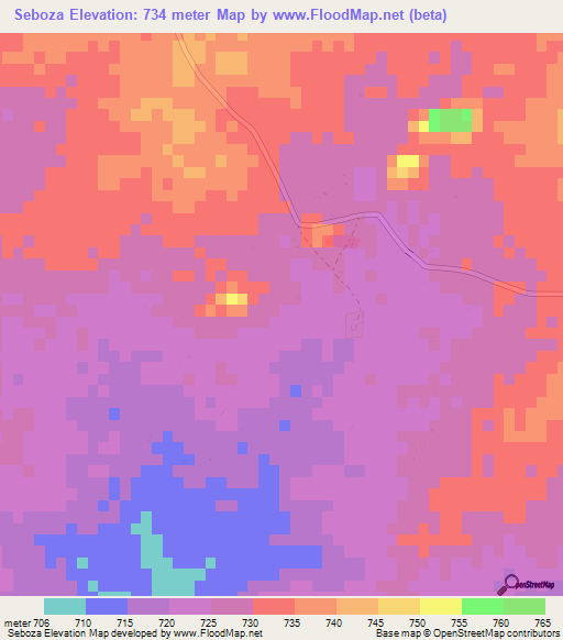 Seboza,Zimbabwe Elevation Map