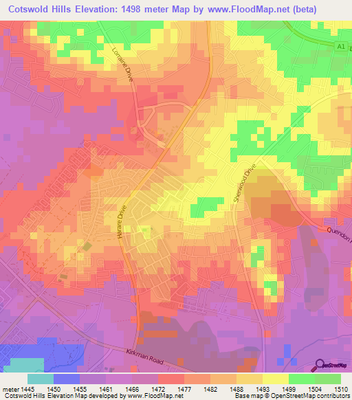 Elevation of Cotswold Hills,Zimbabwe Elevation Map, Topography, Contour