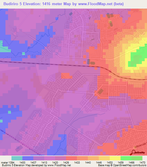 Budiriro 5,Zimbabwe Elevation Map