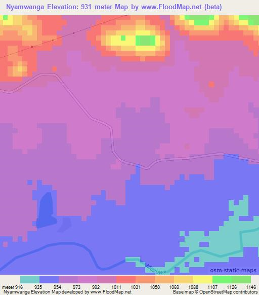 Nyamwanga,Zimbabwe Elevation Map