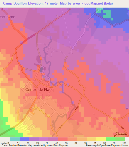 Camp Bouillon,Mauritius Elevation Map