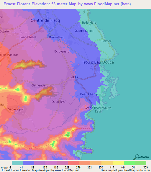 Ernest Florent,Mauritius Elevation Map