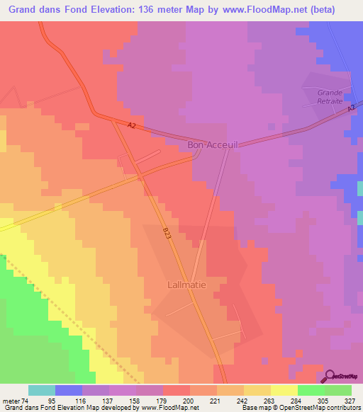 Grand dans Fond,Mauritius Elevation Map