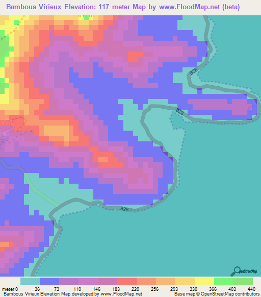 Bambous Virieux,Mauritius Elevation Map