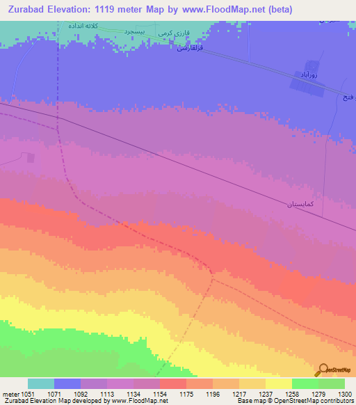 Zurabad,Iran Elevation Map