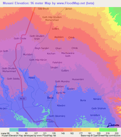 Musani,Pakistan Elevation Map