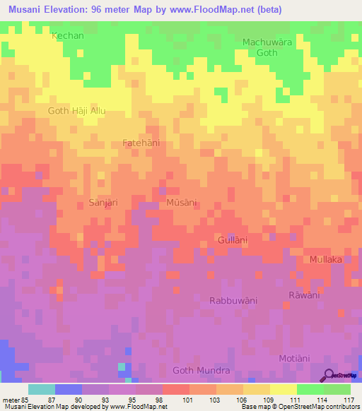 Musani,Pakistan Elevation Map