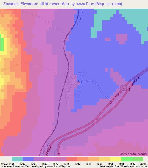 Zavarian,Iran Elevation Map