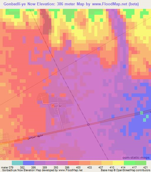Gonbadli-ye Now,Iran Elevation Map