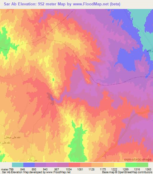Sar Ab,Iran Elevation Map