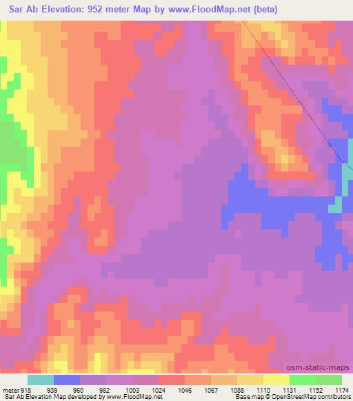 Sar Ab,Iran Elevation Map