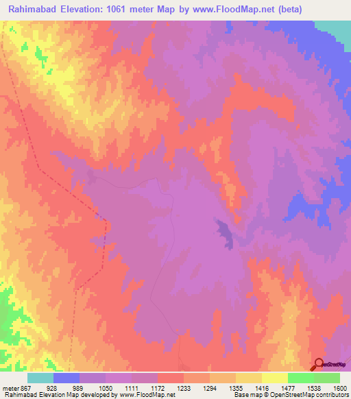 Rahimabad,Iran Elevation Map
