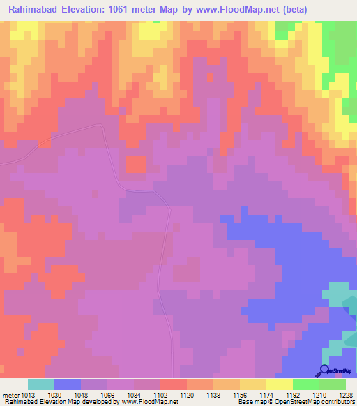 Rahimabad,Iran Elevation Map
