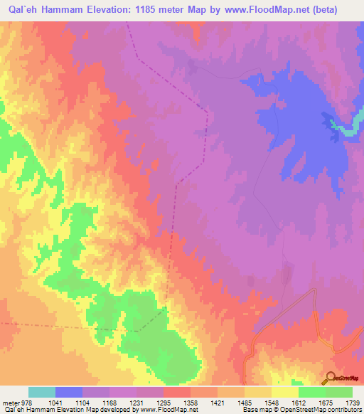 Qal`eh Hammam,Iran Elevation Map